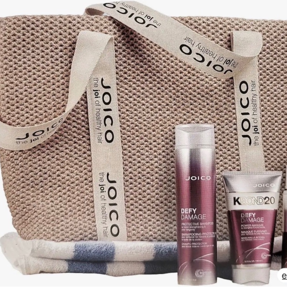 Joico Defy Damage Hair Care Collection with Beige Tote 🧴✂️
